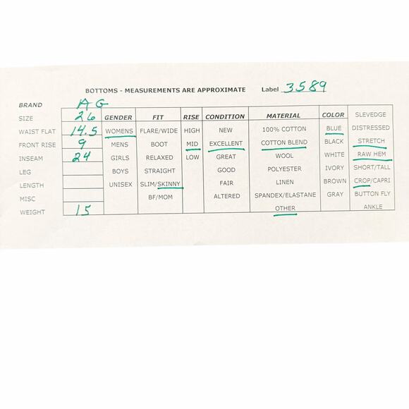 Adriano Goldschmied AG Denim The Prima Crop Jeans Cigarette Crop Mid Rise Sz 26R - Picture 3 of 11